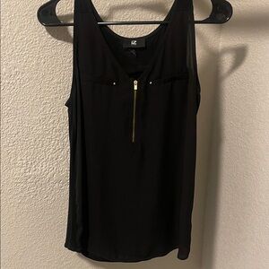12 Pm By Mon Ami Black Tank Top with Gold Zipper